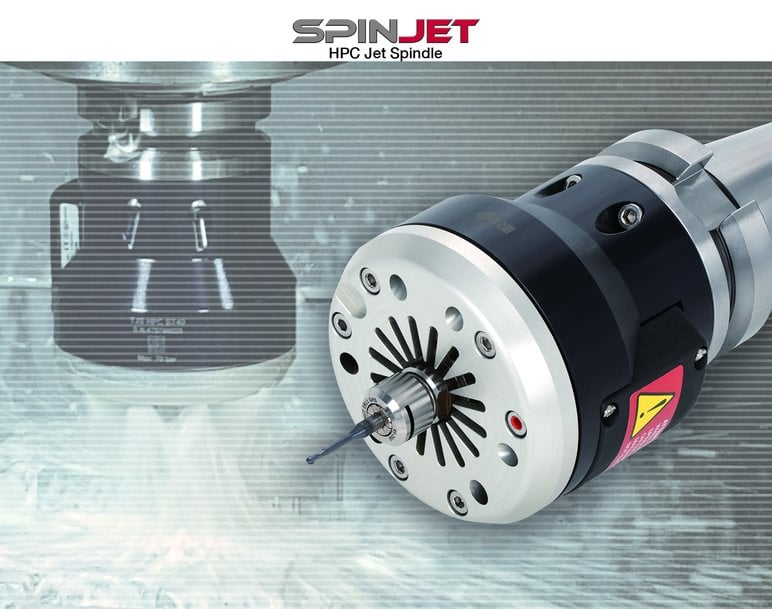 Tungaloy’s New HPC-SpinJet Ramps Up RPMs for Small Cutters with Higher Coolant Pressure
